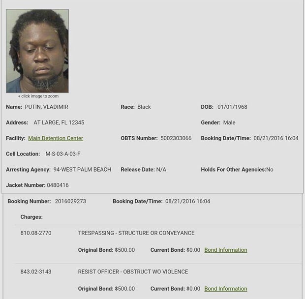 Vladimir Putin in Florida verhaftet