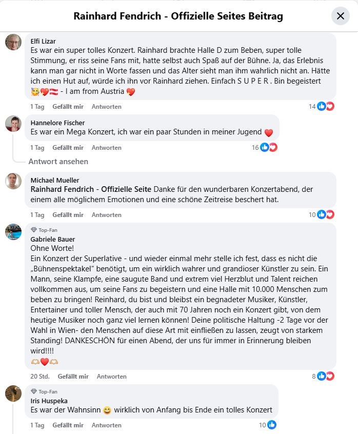 Fan-Reaktionen zu Rainhard Fendrich