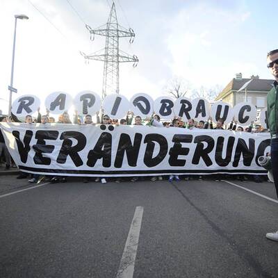 Fanprotest bei den Hütteldorfern