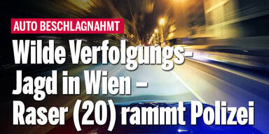 Wilde Verfolgungsjagd in Wien – Raser (20) rammt Polizei