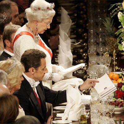 Nicolas Sarkozy beim Bankett mit der Queen