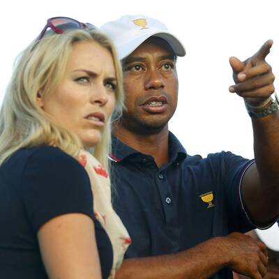 Lindsey Vonn & Tiger Woods am Golf-Platz