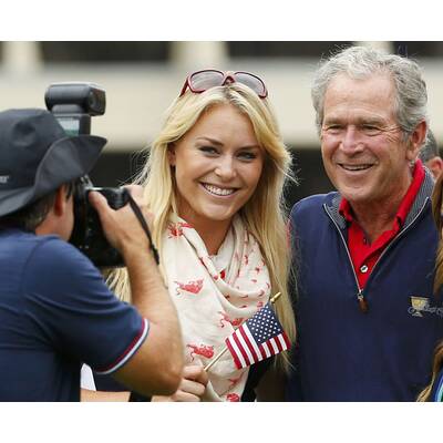 Lindsey Vonn & Tiger Woods am Golf-Platz