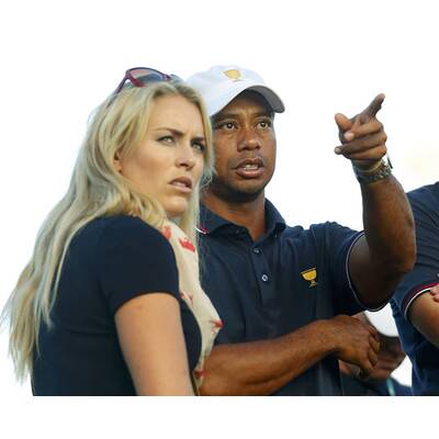 Lindsey Vonn & Tiger Woods am Golf-Platz