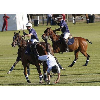 Prinz Harry fällt bei Polo Match vom Pferd