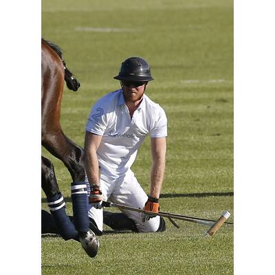 Prinz Harry fällt bei Polo Match vom Pferd