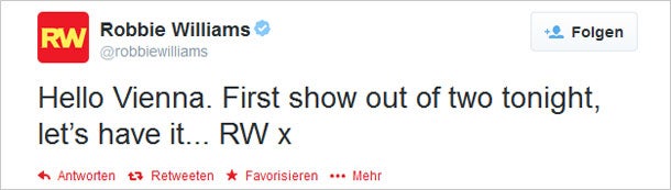 Robbie Williams Twitter