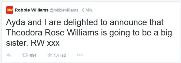 Robbie Williams Konzert mit Baby-Überraschung