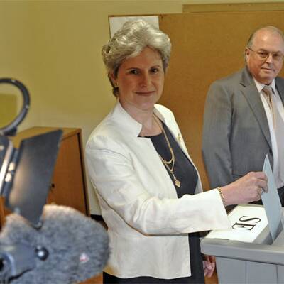 Rosenkranz bei der Stimmabgabe