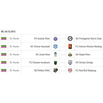 Bundesliga-Spielplan Runde 1-18