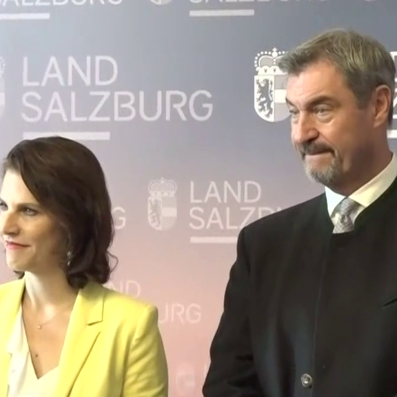 Karoline Edtstadler empfängt Markus Söder in Salzburg