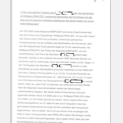 Fall Kampusch: Der Bericht von LStA Mühlbacher an das BMJ