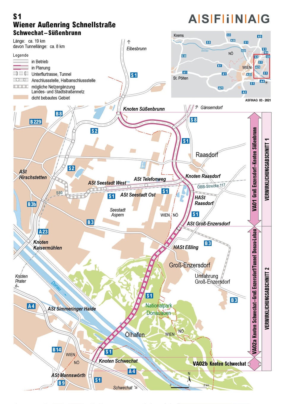 Der Baubeginn der S1 für den nördlichen Abschnitt zwischen Groß-Enzersdorf und Süßenbrunn steht an.