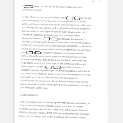 Fall Kampusch: Der Bericht von LStA Mühlbacher an das BMJ