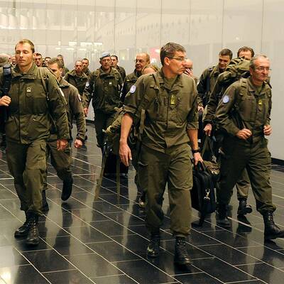 Ankunft der österreichischen Soldaten in Schwechat 