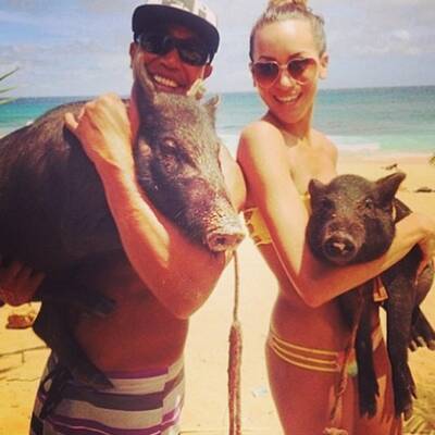 Das ist Kama, das surfende Schwein