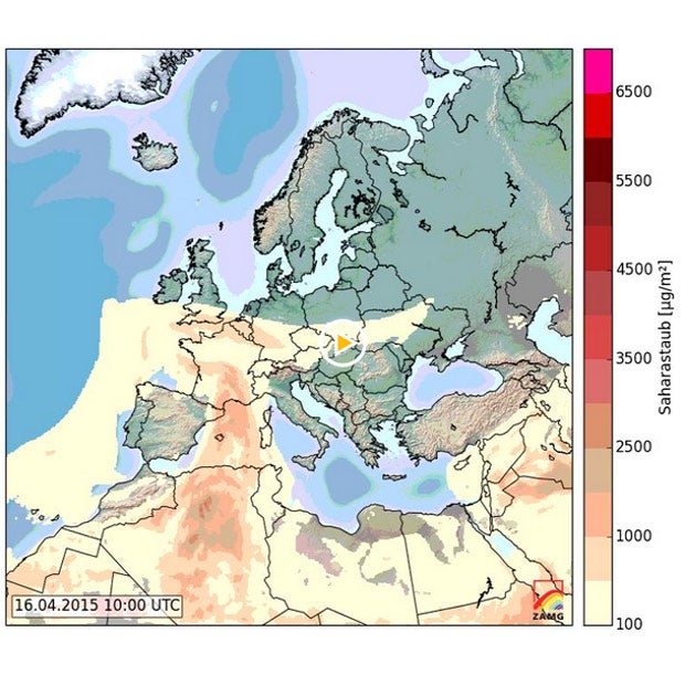 Südwinde bringen Staub aus Sahara