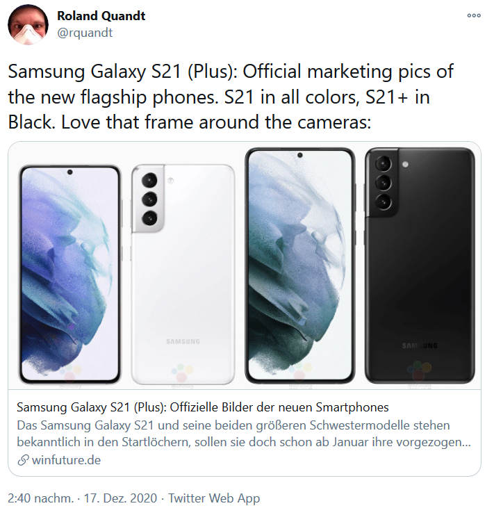Offizielle Bilder zeigen das Galaxy S21