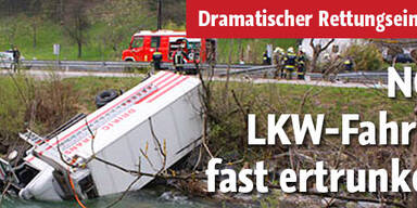 Lkw-Fahrer vor dem Ertrinken gerettet