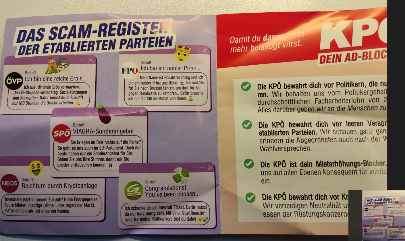 Viagra-Sonderangebot auf KPÖ Flyer