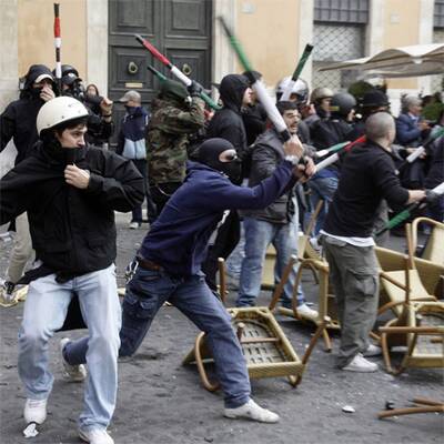 Studentenproteste arten in Rom aus