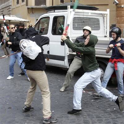 Studentenproteste arten in Rom aus