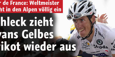 Schleck nimmt Evans Gelbes Trikot ab