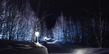 Frau aus Afrika im Wald erfroren