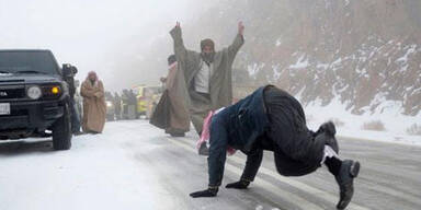 Schneefall in Saudi-Arabien