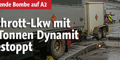 Schrott-Lkw mit 7 t Sprengstoff gestoppt