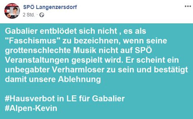 SPÖ fordert Ortsverbot für Gabalier