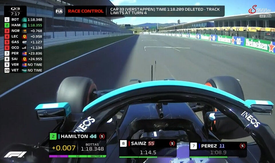 Screenshot Servus TV von Formel 1 Qualifying