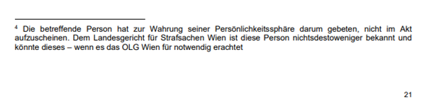 Dokument belegt, dass Freund nicht genannt werden will.