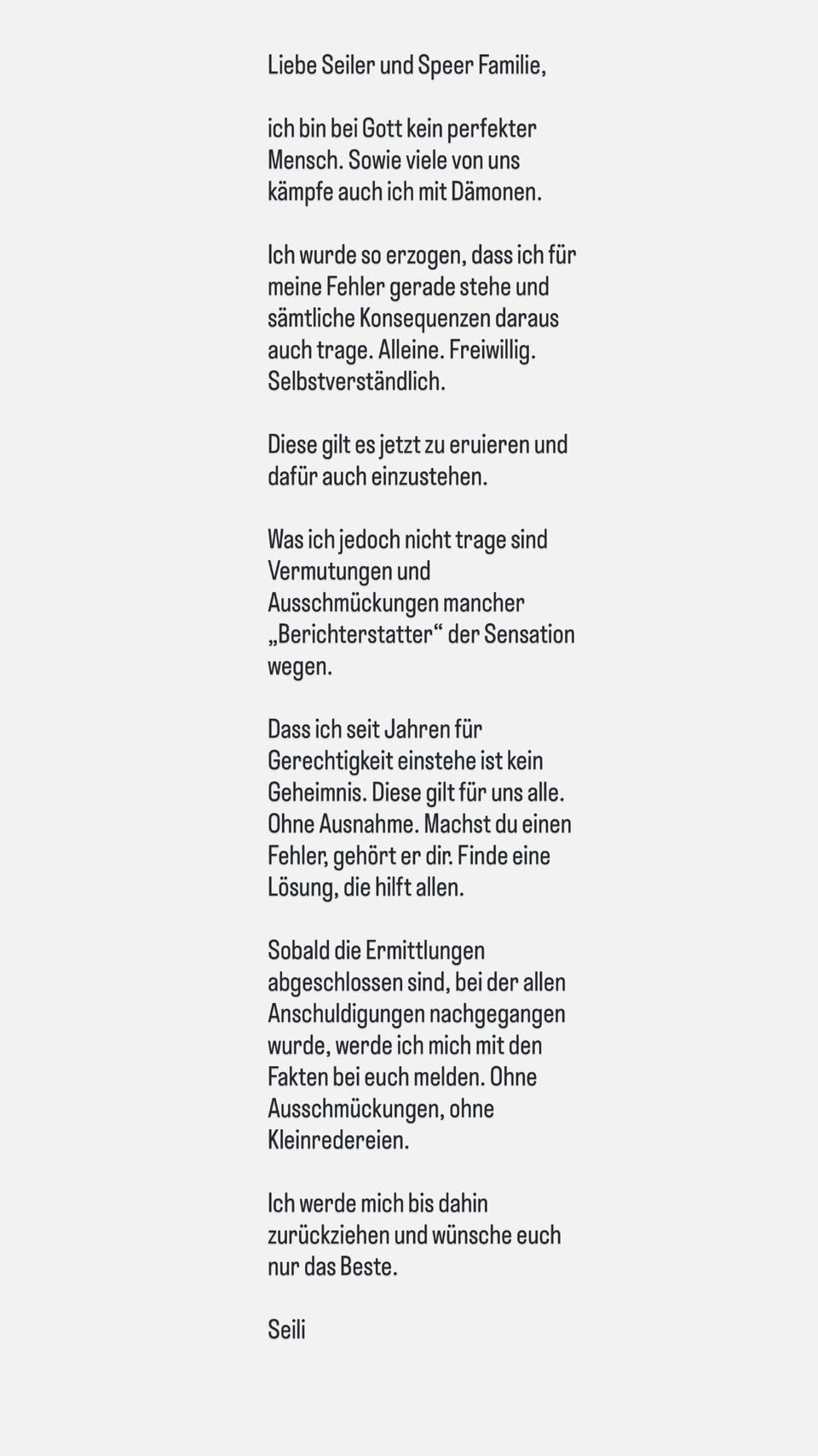 Statement von Christopher Seiler