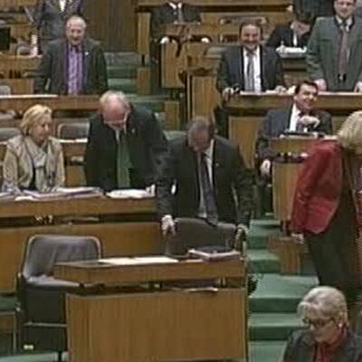 Parlament: Sessel bricht zusammen