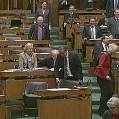 Parlament: Sessel bricht zusammen