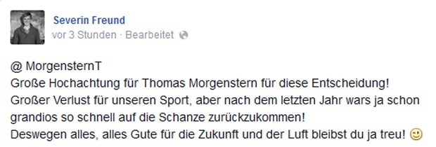 Thomas Morgenstern tritt zurück