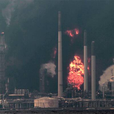 Shells größte Raffinerie brennt