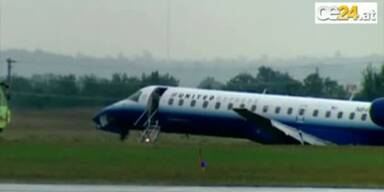 Jet schoss &uuml;ber Landebahn hinaus