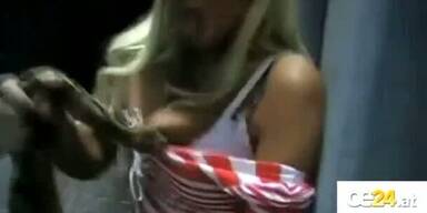 Schlange bei&szlig;t Model in Busen