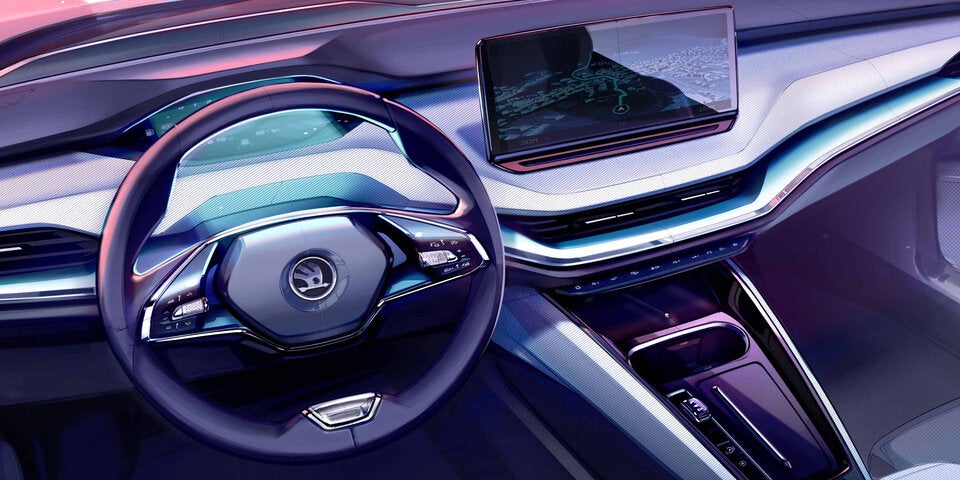 Skoda zeigt das Cockpit des Enyaq