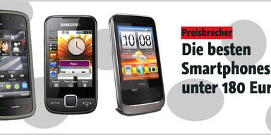 Super Touchscreen-Handys unter 180 Euro