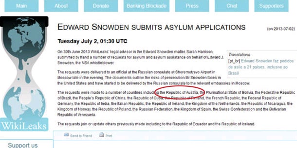 Snowden beantragt Asyl in Österreich