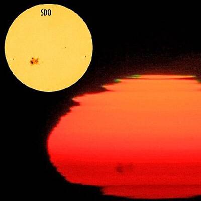 Vergleich: Sonnenfleck und Jupiter