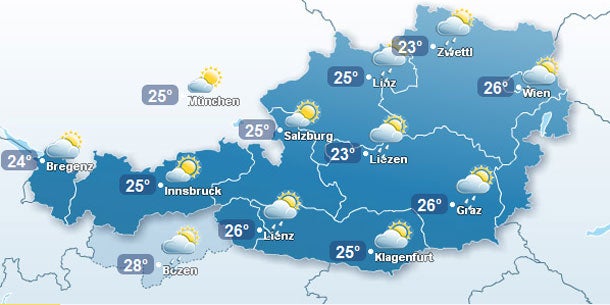 Sonntag: 30 Grad und Gewitter