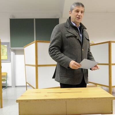 Der Vizekanzler wählte in Hinterbrühl.