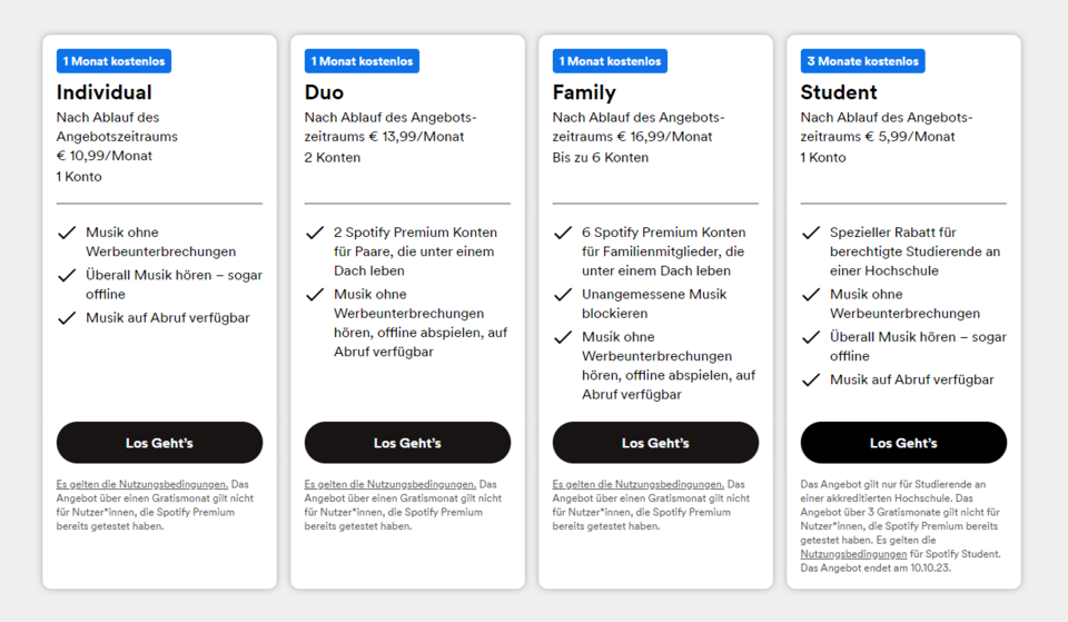 Spotify Abo-Preise