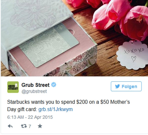 Starbucks verkauft 50$-Karte um 200$