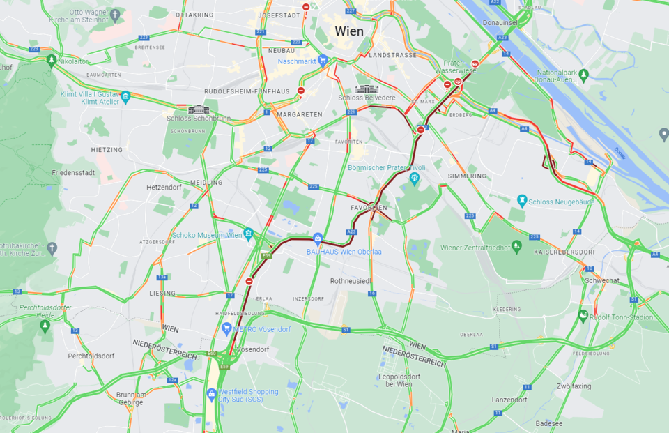 Lkw verlor Zement: Mega-Stau auf Wiener Südosttangente