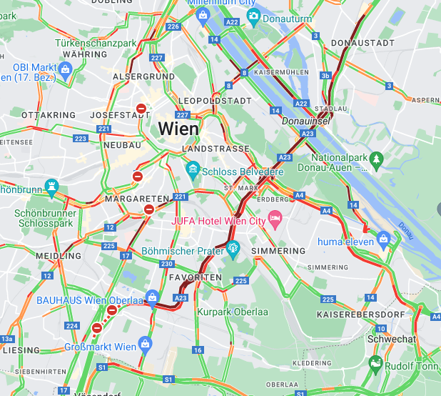 Brennendes Fahrzeug sorgt für Mega-Stau auf Tangente